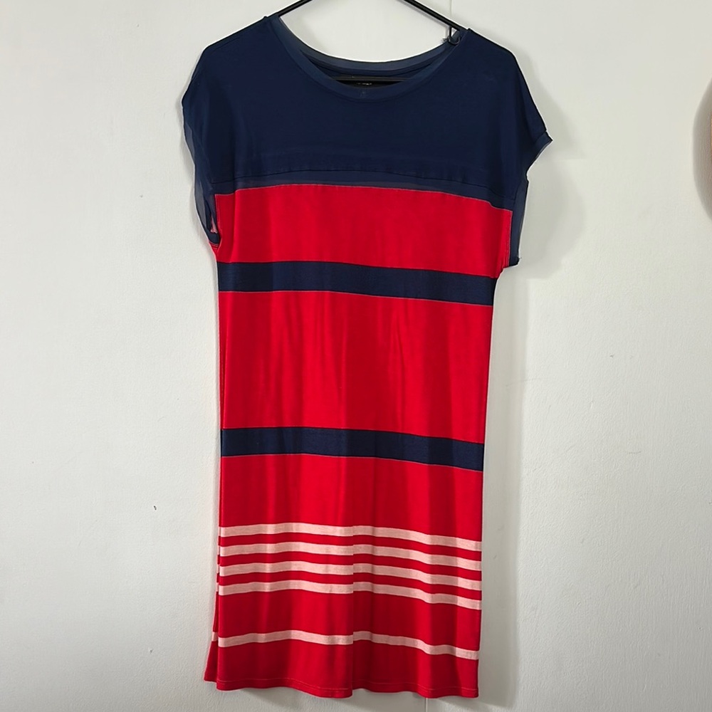 Navy and Red Striped Dress